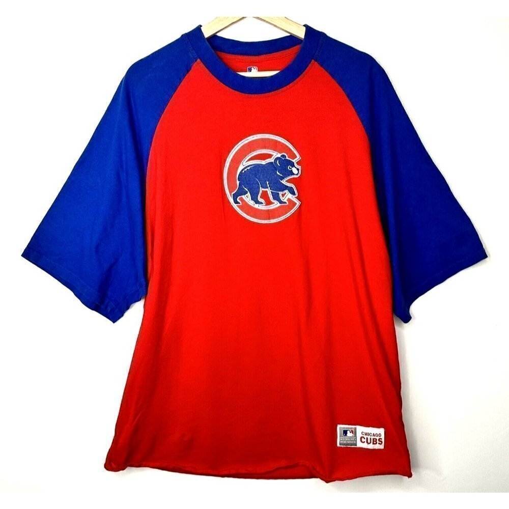 Chicago Cubs Shirt Mens XL Genuine Merchandise Blue Red Short Sleeve